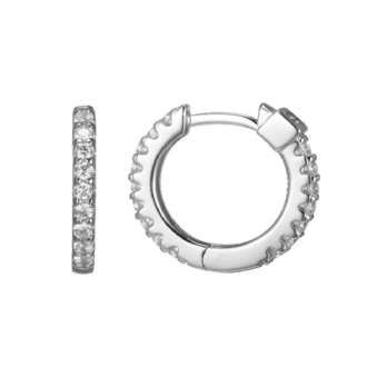Stardust Sterling Silver 15mm Round Hoop Earrings with CZ