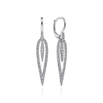 Gabriel & Co Teardrop Earrings with .68ctw Round Diamonds in 14k White Gold