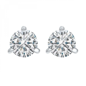 3-Prong Stud Earrings with .50ctw Round Diamonds in 14k White Gold