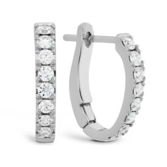 Hearts on Fire Mini Hoop Graduated Earrings with .33ctw Diamonds in 18k White Gold