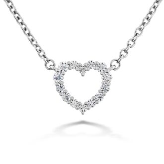 Hearts on Fire Signature Heart Necklace with .12ctw Round Diamonds in 18k White Gold
