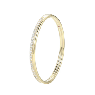 Goddess CZ Bangle Bracelet in 18k Yellow Gold Plated, 6.75 inches
