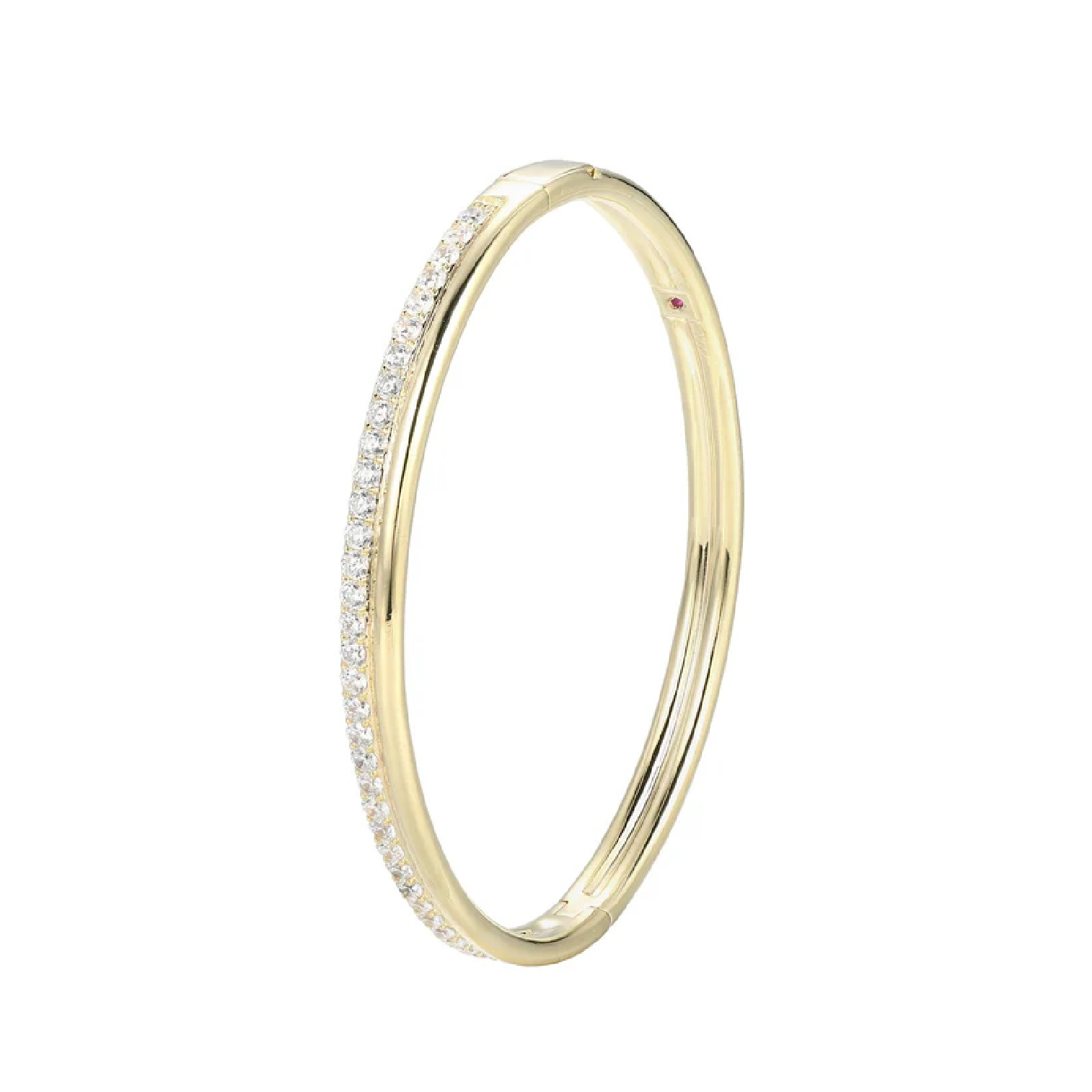 Goddess CZ Bangle Bracelet in 18k Yellow Gold Plated, 6.75 inches