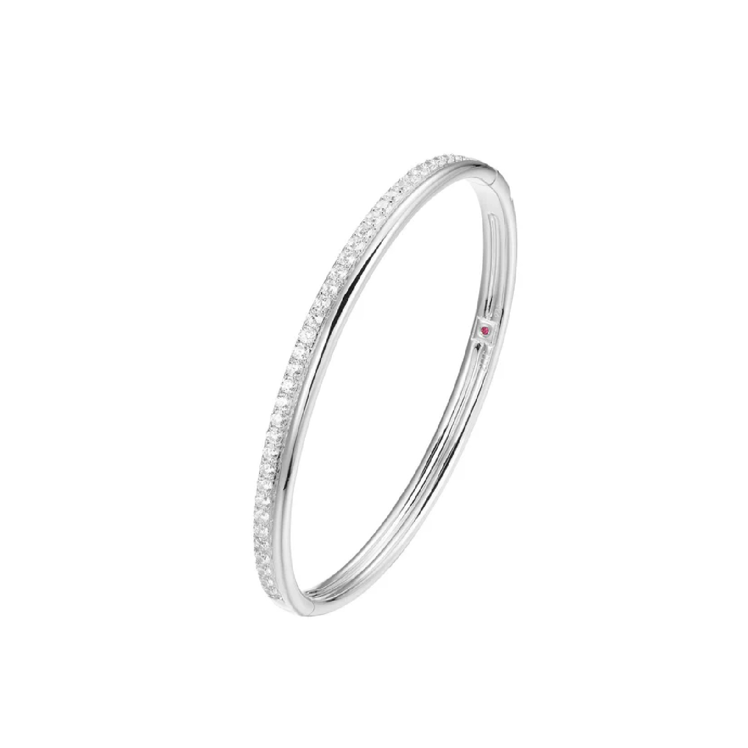 Goddess CZ Bangle Bracelet in Sterling Silver, 6.75 inches