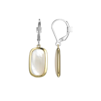 Allure Mother of Pearl Leverback Dangle Earrings in SS/YGP