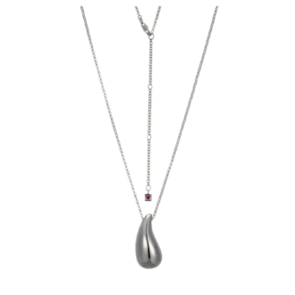 Elegant Teardrop Pendant Necklace with Rolo Chain in Sterling Silver