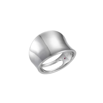Rhodium Plated Wide Band Ring from the "Lookout" Collection, Size 7