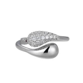 Teardrop Bypass Fashion Ring with Cubic Zirconia in Size 7