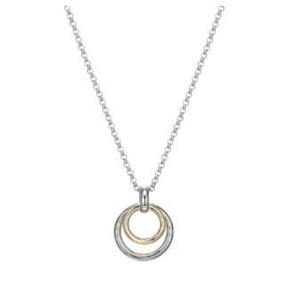 Simpatico Double Circle Drop Pendant Necklace with Rolo Chain