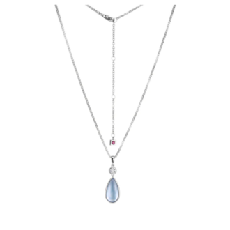 Ethereal Drops Pendant with Synthetic Blue Topaz and CZ in Sterling Silver