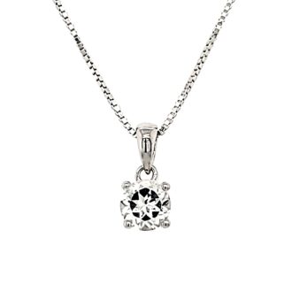 Birthstone Necklace with Round White Topaz in Sterling Silver