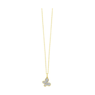 Butterfly Drop Necklace with .05ctw Round Diamonds in 10k Yellow Gold