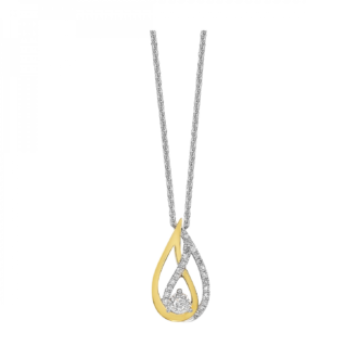 Teardrop Diamond Pendant with .10ctw in 10k Yellow Gold & Silver