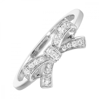 Bow Fashion Ring with .14ctw Round Diamonds in 10k White Gold