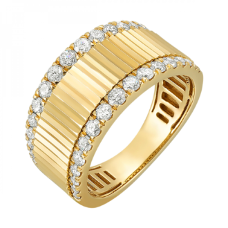 Fluted Band with .62ctw Round Diamonds in 14k Yellow Gold