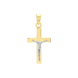Crucifix Cross Necklace in 10K Tri-Color Gold