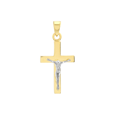 Crucifix Cross Necklace in 10K Tri-Color Gold