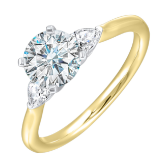 3 Stone Semi Mounting Engagement Ring with 1/3ctw Round CZ in 14k Yellow Gold