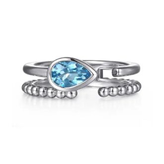 Gabriel Bujukan Open Fashion Ring with Pear Blue Topaz in Silver
