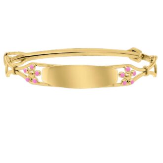 14k Gold-Filled Pink Enamel Flower Adjustable Bracelet