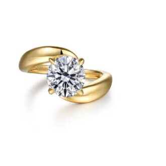 Gabriel & Co. Semi Mounting Engagement Ring in 14k Yellow Gold for 2ct Round Center Stone