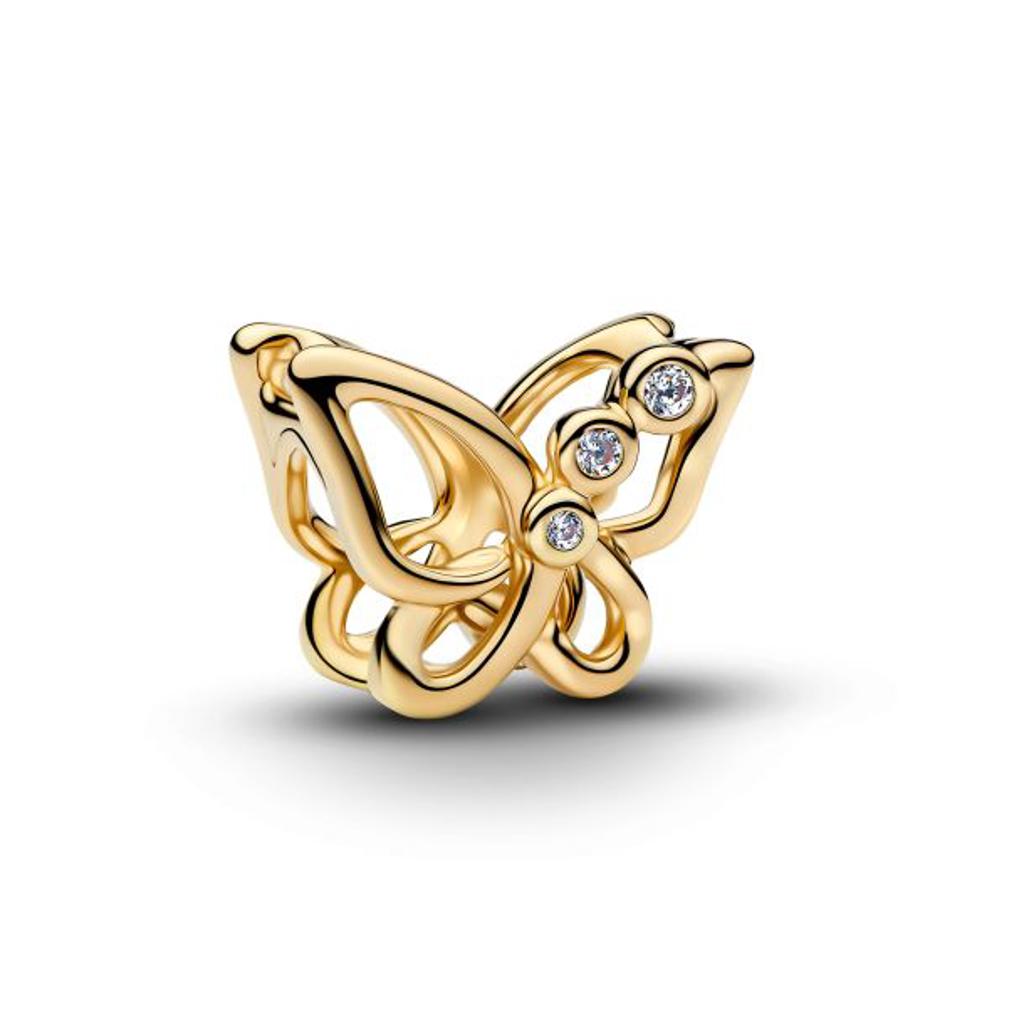 Pandora Yellow Gold Plated CZ Butterfly Charm