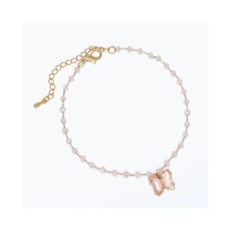 Colorful Yellow and Pink Bead Butterfly Ankle Chain