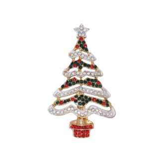 Multicolor Crystal Christmas Tree Brooch Pin