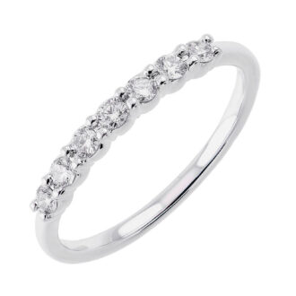 7 Stone Wedding Band with .50ctw Round Diamonds in 14k White Gold