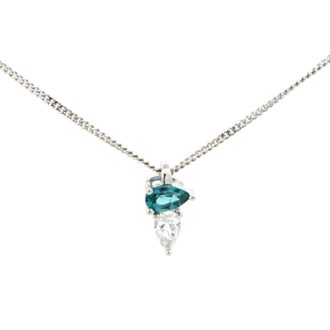 Paraiba Spinel & .18ctw Lab Diamond Pendant 14k White Gold