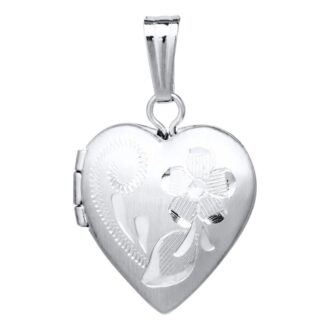 Children's Hand Engraved Satin Heart Locket, Sterling Silver