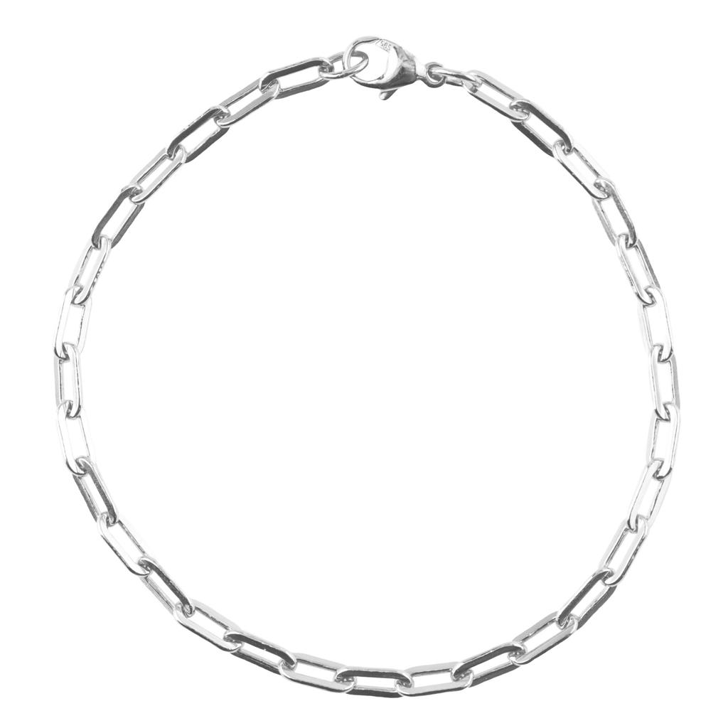 Sterling Silver Paperclip Chain Bracelet 7"