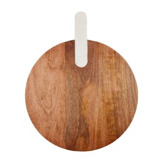 Stylish 14" Mango Wood Round Paddle Board with Marble Handle