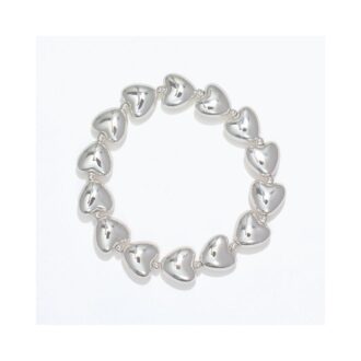 Polished Silver Heart Bead Bracelet
