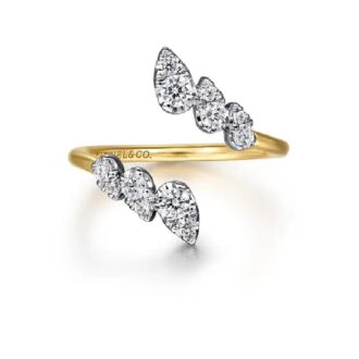 Gabriel Bypass Fashion Ring with .40ctw Round Diamonds in 14k Yellow Gold