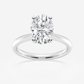 Solitaire Engagement Ring with 3ct Oval Lab Grown Diamond in 14k White Gold
