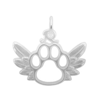 Winged Paw Print Charm Sterling Silver by Rembrandt Charms
