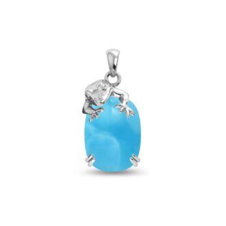 Larimar Frog Pendant Necklace in Sterling Silver with Chain