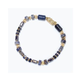 Yellow and Navy Blue Bead Bracelet