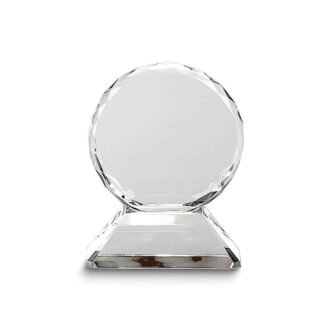 6.75" Round Optic Glass Trophy on Base – Engraving Included