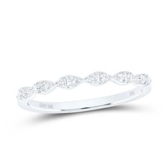 Double Diamond Station Stack Ring with 1/6ctw in 10k White Gold