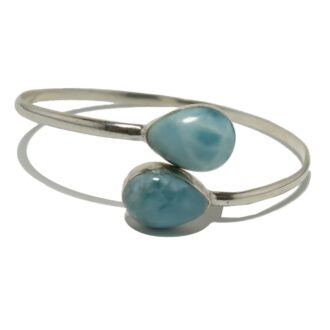 Sterling Silver Cuff Bangle with Pear-Shaped Larimar