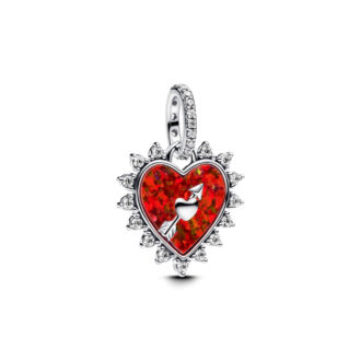 Pandora Spinnable Arrow Heart Charm with Red Opal