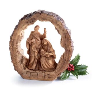 8" Resin Nativity Scene, Wood-Carved Look