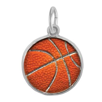 Rembrandt Enamel Basketball Charm in Sterling Silver