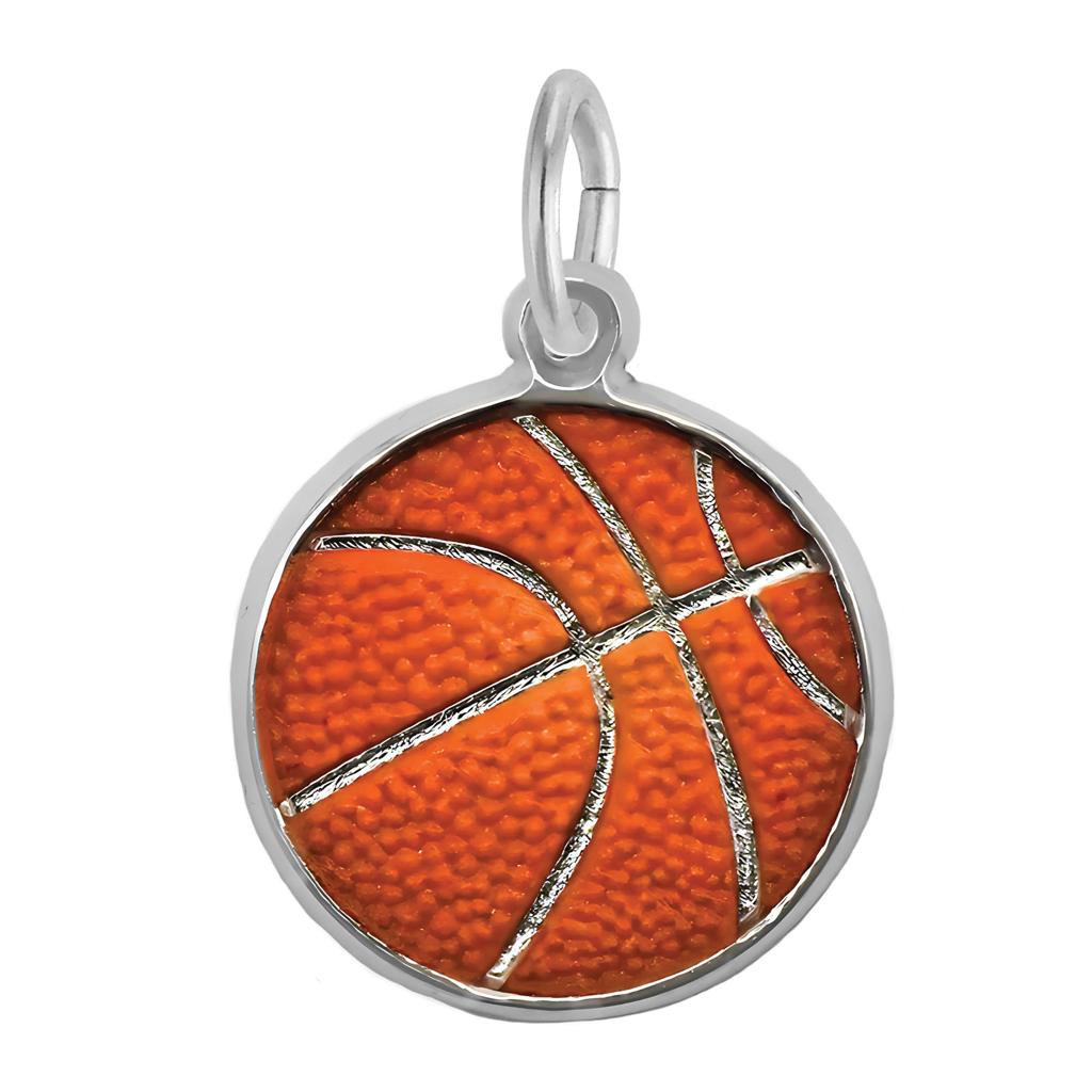 Rembrandt Enamel Basketball Charm in Sterling Silver