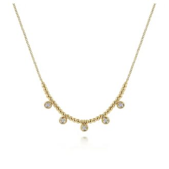 Gabriel 14K Yellow Gold Buujukan Bead Station Necklace 17.5"