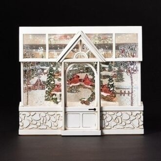 7.75" LED Swirl Greenhouse Lantern with Cardinals