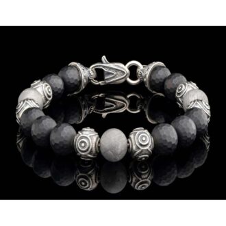 William Henry Men's Faceted Onyx & Meteorite Beaded Bracelet