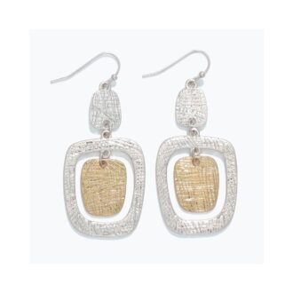 Textured Two-Tone Dangle Earrings for a Stylish Statement